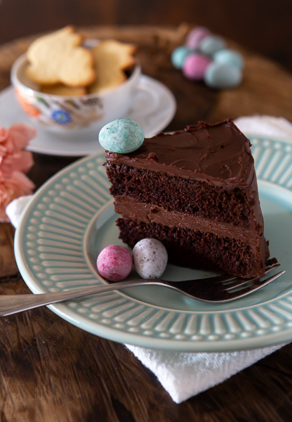 Bolo de chocolate, detalhes de um lindo bolo de chocolate com